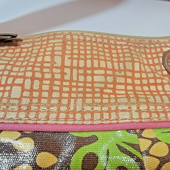 Fossil Multicolor Zip Bucket Purse Medium Large Floral Flower Crossbody Shoulder - Picture 7 of 9